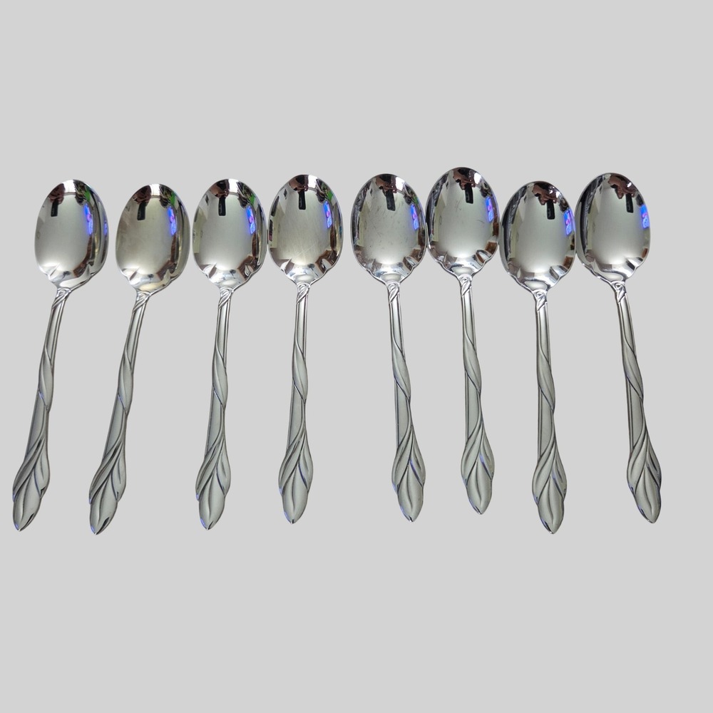 Oneida Eden Stainless Sugarspoons Set of 8 Glossy Discontinued OHSEDE SUSPN 6in